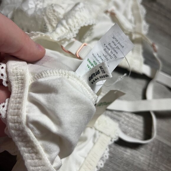 Aerie Racerback Strap Lace Knit Bralette Cream White NWT Women’s Size XL - Picture 7 of 7